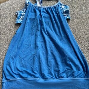 lululemon athletica Blue Tank Top with Floral Straps